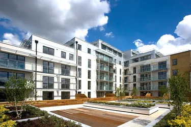 Large modern white block of flats