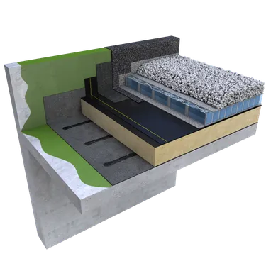 FORCE DALLE warm roof concrete structure single layer aquamodul ballast