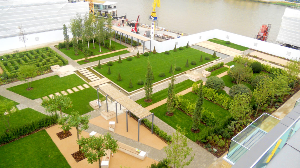 fulham wharf podium deck and green spaces