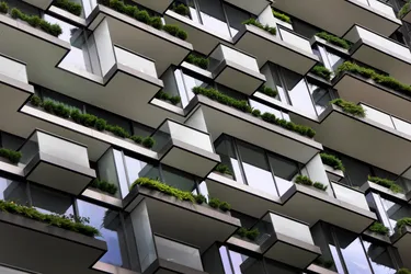 Block of flats with green balconies