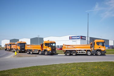 B&A Group 8 wheel tippers passing The Range, Bristol