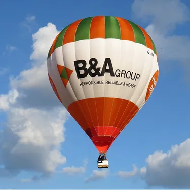 image of a hot air ballon with B&A branding