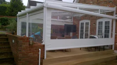 glass house with screens