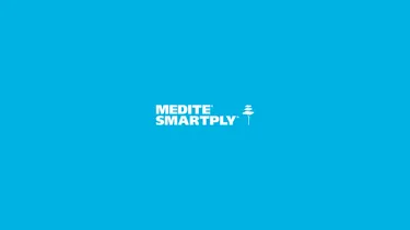 MEDITE SMARTPLY logo on blue background