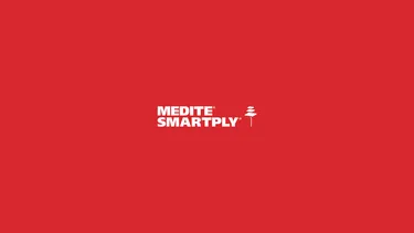 MEDITE SMARTPLY logo on red background